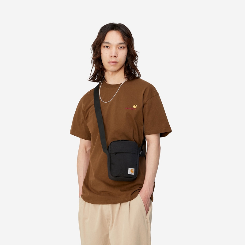 Black Men Carhartt Jake Shoulder Pouch Crossbody Bags | YEM-478165