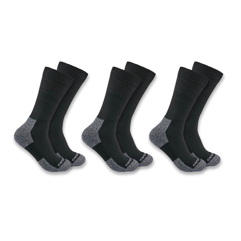 Black Men Carhartt Lightweight Stretch Top Crew 3-Pack Socks | SIK-678023