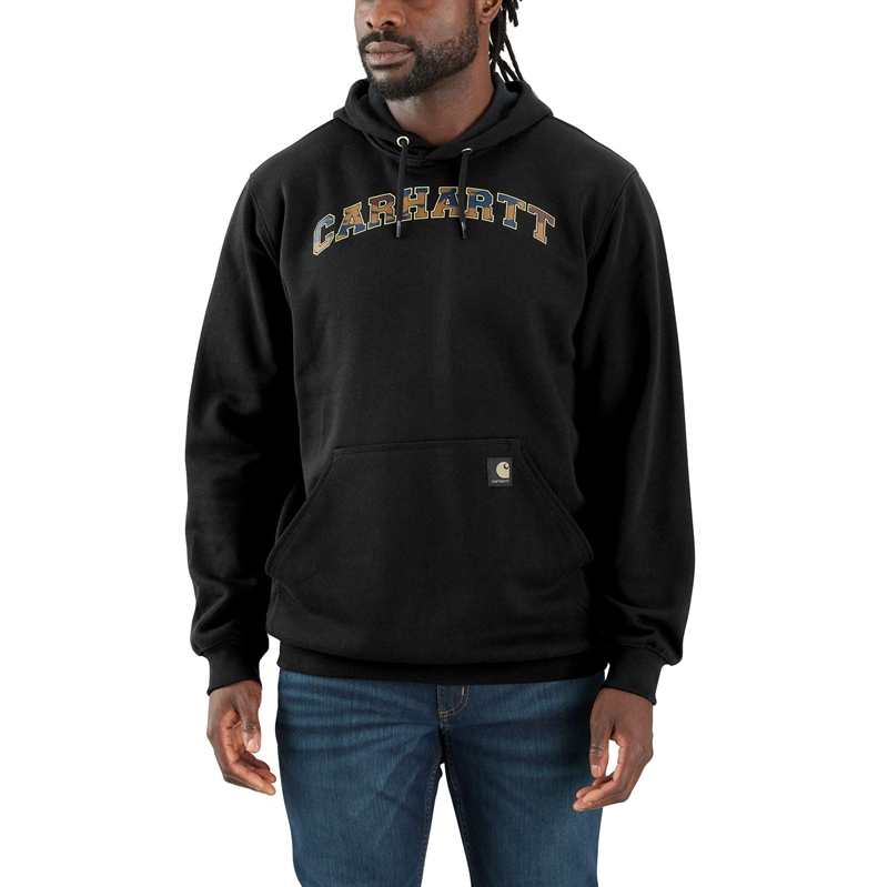 Black Men Carhartt Loose Fit Midweight Camo Logo Graphic Sweatshirt | UKJ-317890