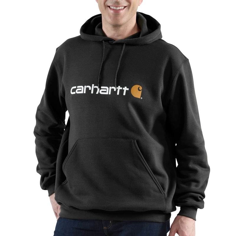 Black Men Carhartt Loose Fit Midweight Logo Graphic Hoodie | JLV-862510