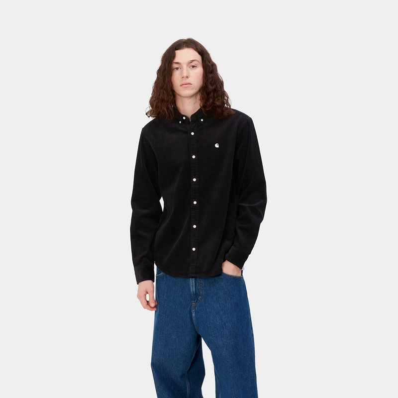 Black Men Carhartt Madison Cord Shirts | WIP-705391