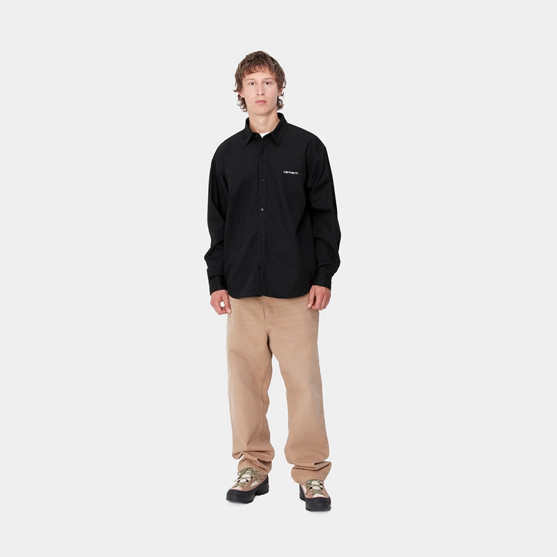 Black Men Carhartt Module Script Shirts | OPR-975203