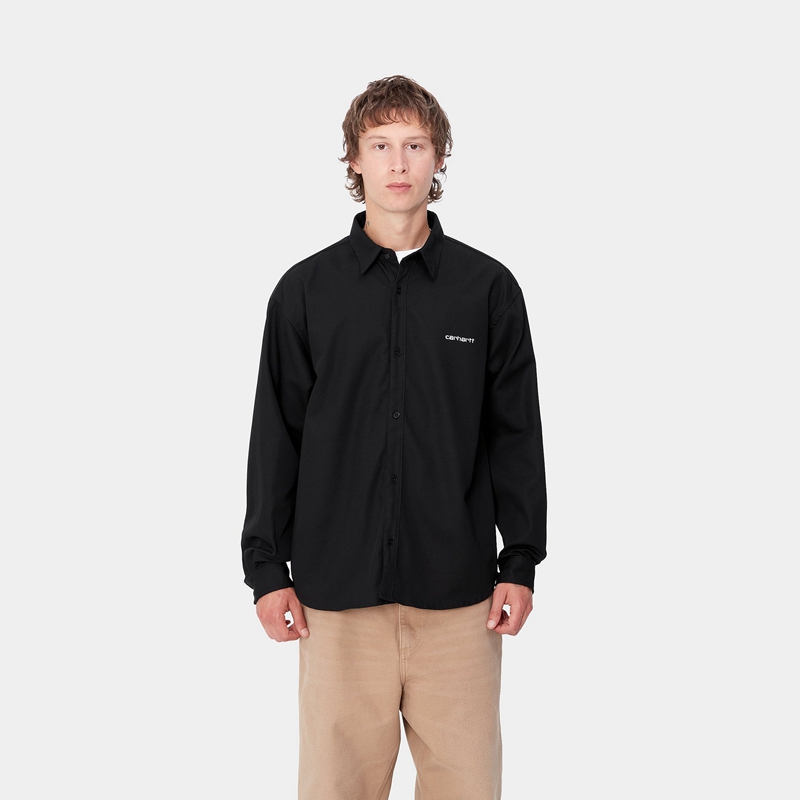 Black Men Carhartt Module Script Shirts | OPR-975203