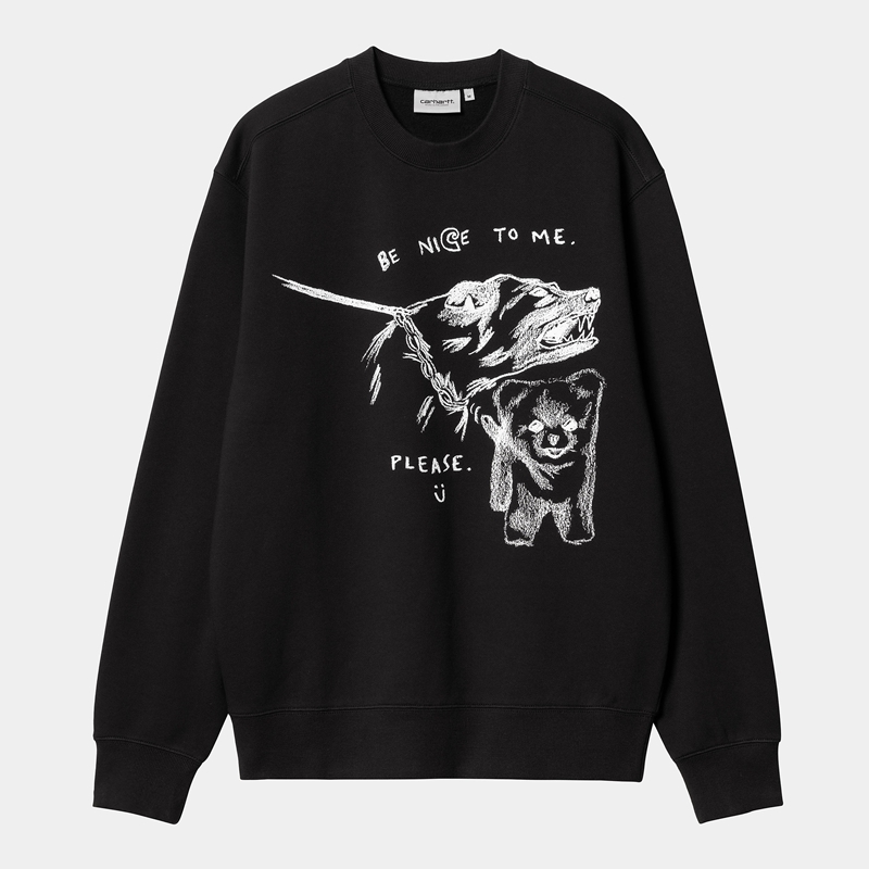 Black Men Carhartt Pepe Be Nice Sweatshirt | BVM-580241