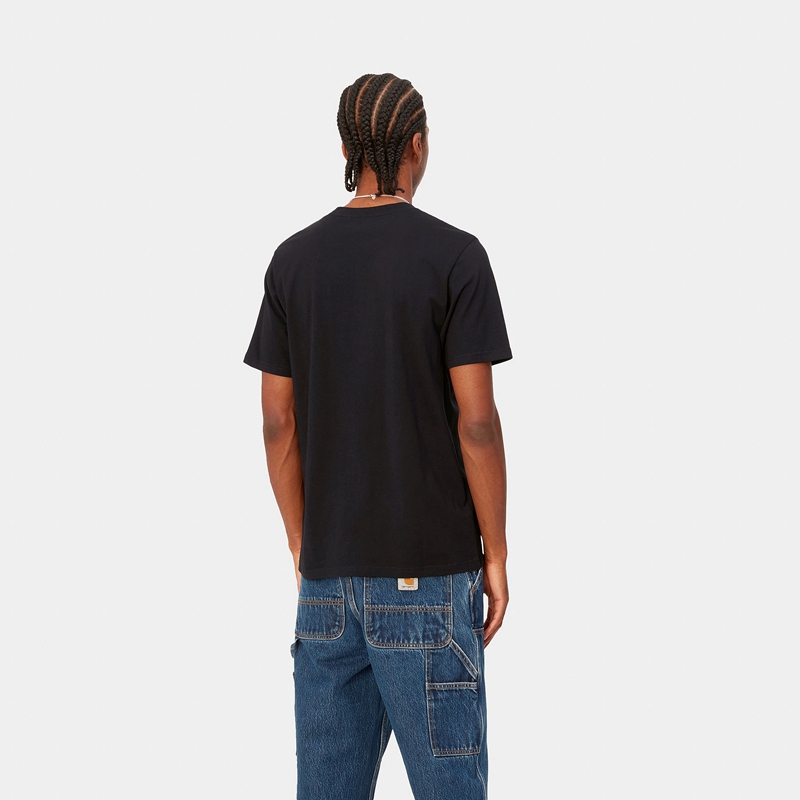 Black Men Carhartt Pocket T-Shirt | ZBA-910428