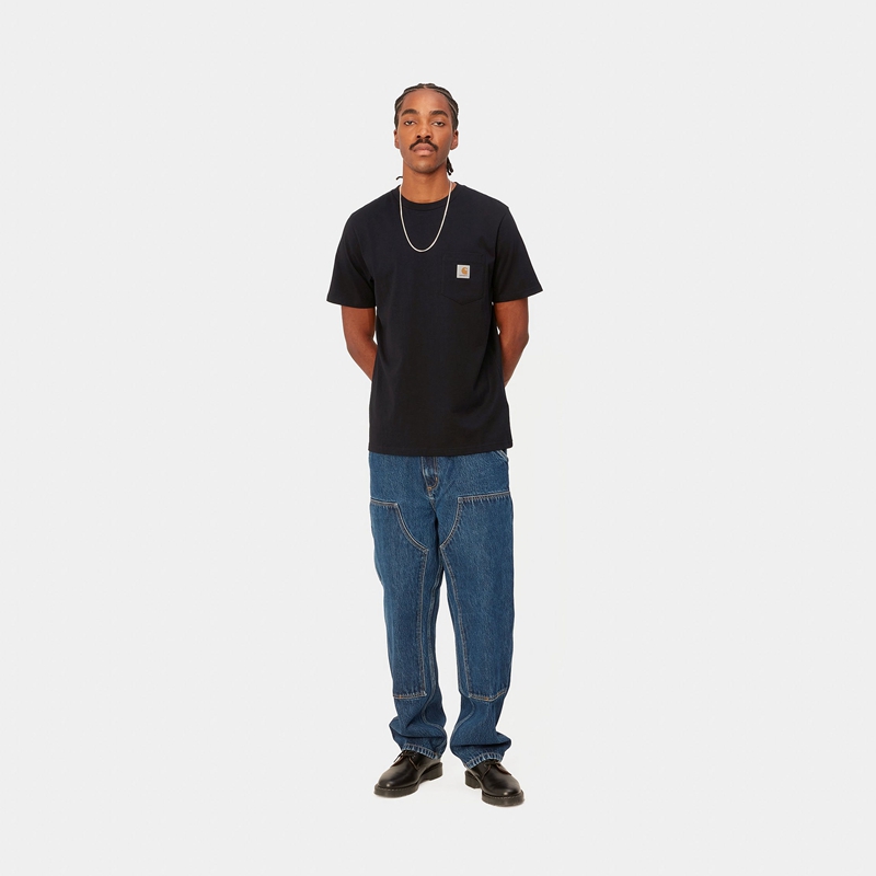 Black Men Carhartt Pocket T-Shirt | ZBA-910428