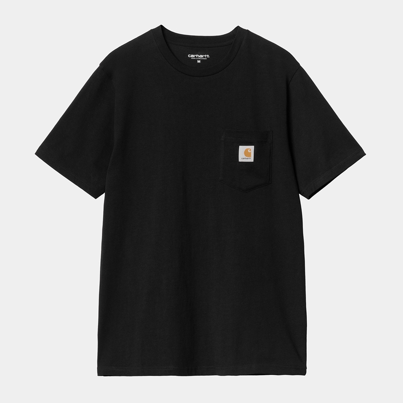 Black Men Carhartt Pocket T-Shirt | ZBA-910428