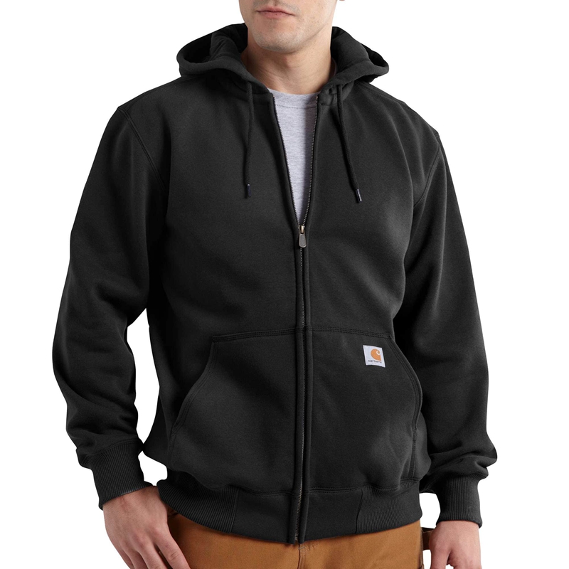 Black Men Carhartt Rain Defender® Loose Fit Heavyweight Full-Zip Sweatshirt | ERK-095367