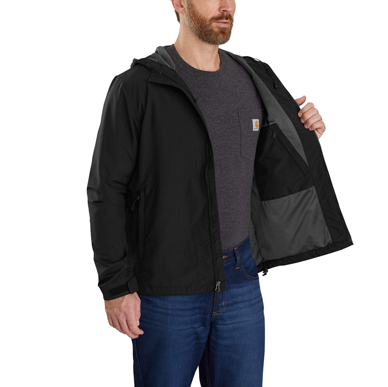 Black Men Carhartt Rain Defender® Relaxed Fit Lightweight Jackets | ZYE-805347