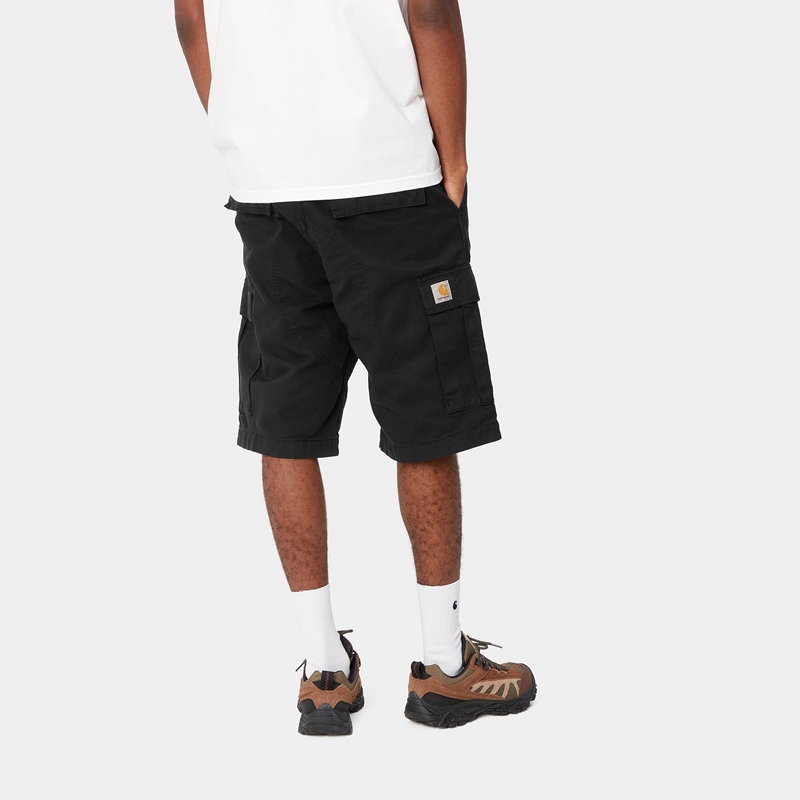 Black Men Carhartt Regular Cargo Shorts | KMU-614978