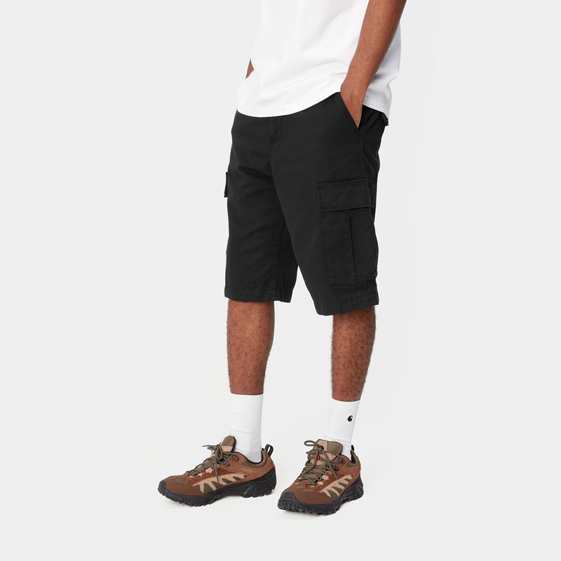 Black Men Carhartt Regular Cargo Shorts | KMU-614978