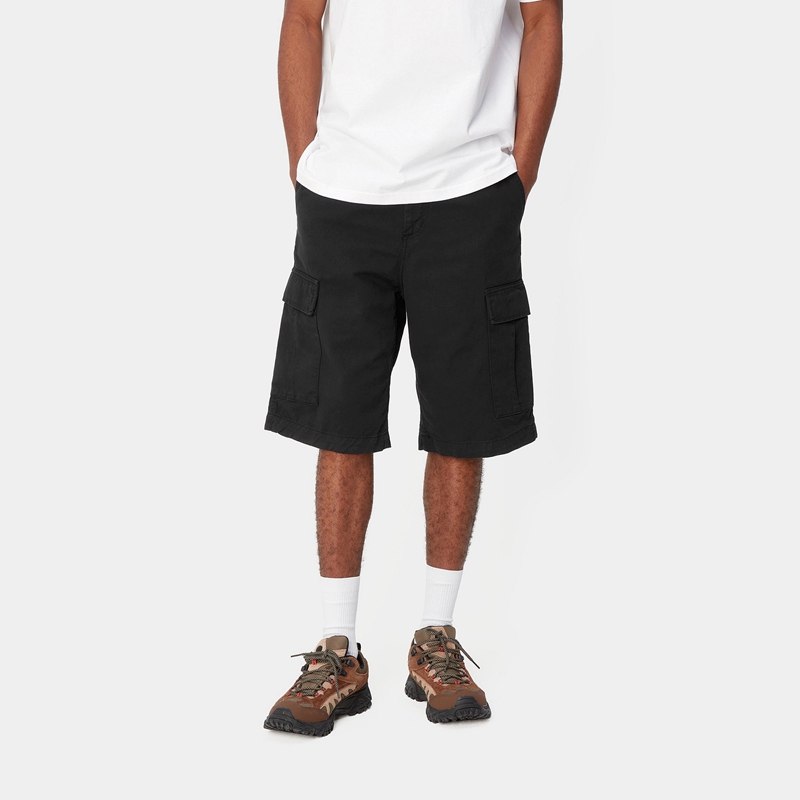 Black Men Carhartt Regular Cargo Shorts | KMU-614978