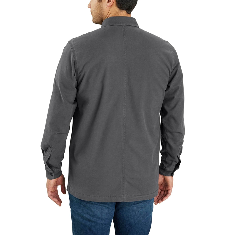 Black Men Carhartt Rugged Flex® Relaxed Fit Canvas Fleece-Lined Snap-Front Shirts | THR-896234