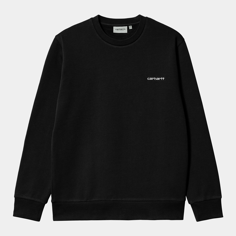 Black Men Carhartt Script Embroidery Sweatshirt | ZPQ-598327