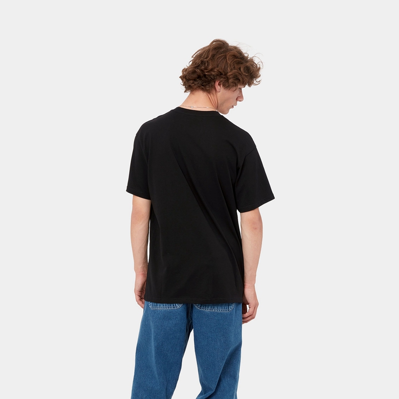 Black Men Carhartt Script Embroidery T-Shirt | VNX-120749