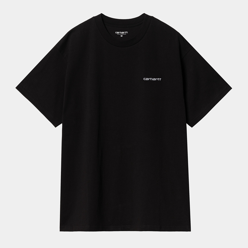 Black Men Carhartt Script Embroidery T-Shirt | VNX-120749