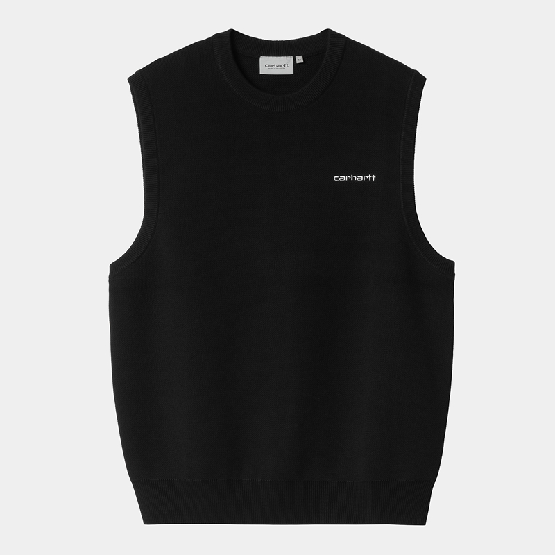 Black Men Carhartt Script Vest | VNZ-576129