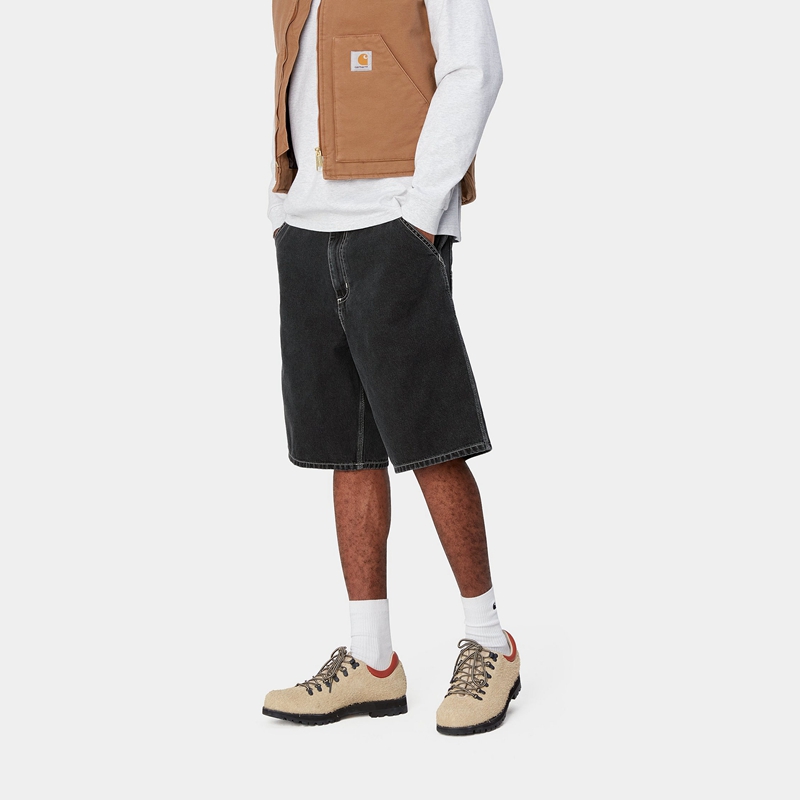 Black Men Carhartt Simple Shorts | FVJ-721490