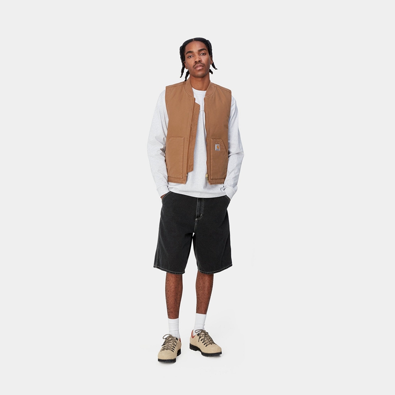 Black Men Carhartt Simple Shorts | FVJ-721490