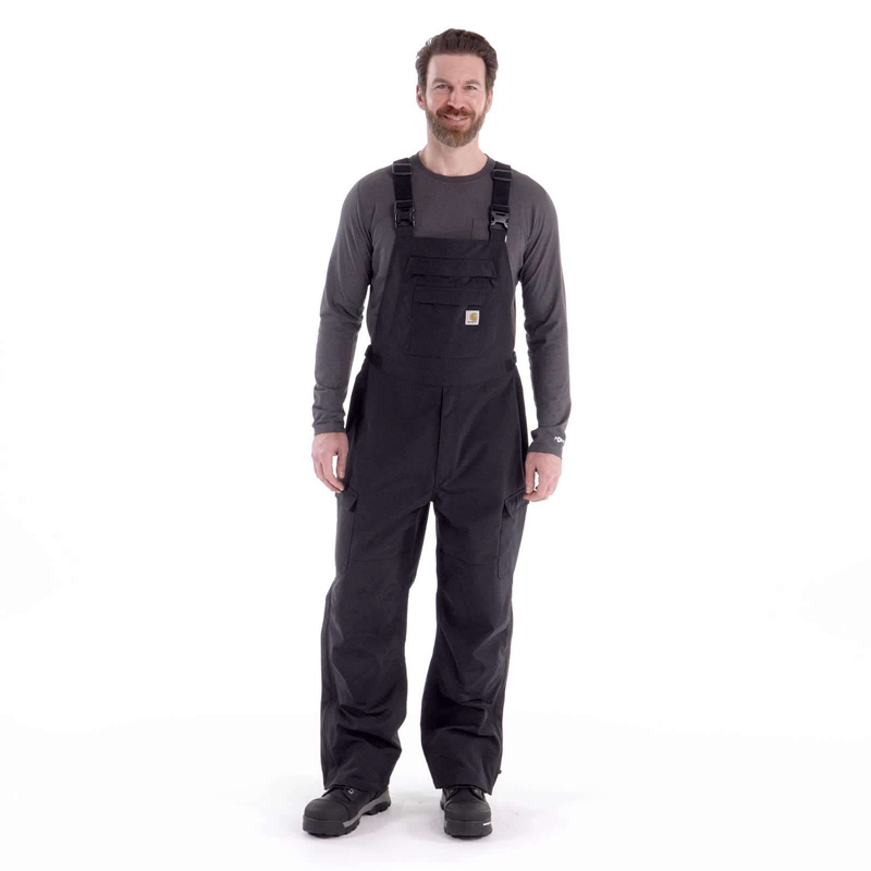 Black Men Carhartt Storm Defender® Loose Fit Heavyweight Bib Overalls | AUP-014758