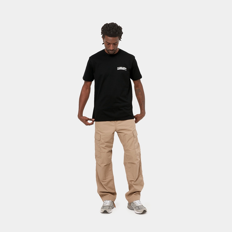 Black Men Carhartt University Script T-Shirt | GDW-170329