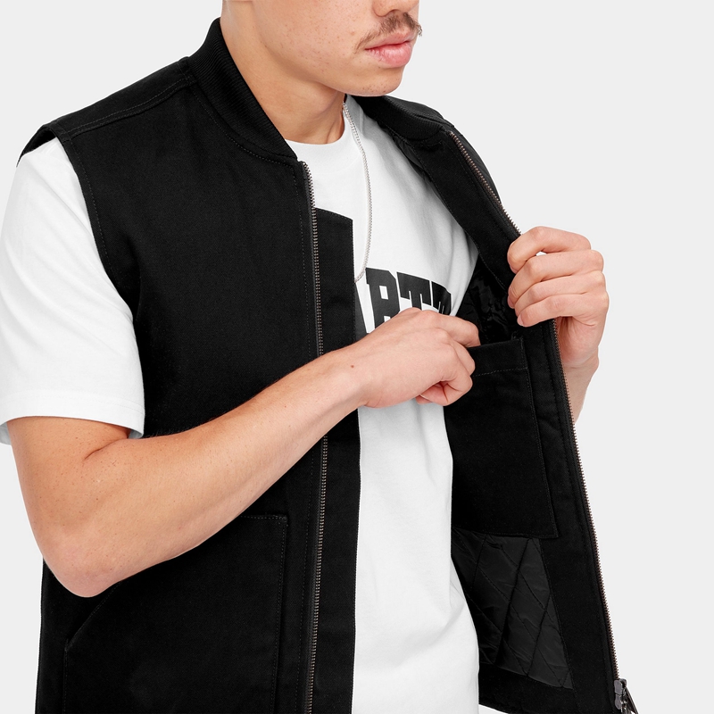 Black Men Carhartt Vest | VSM-308269