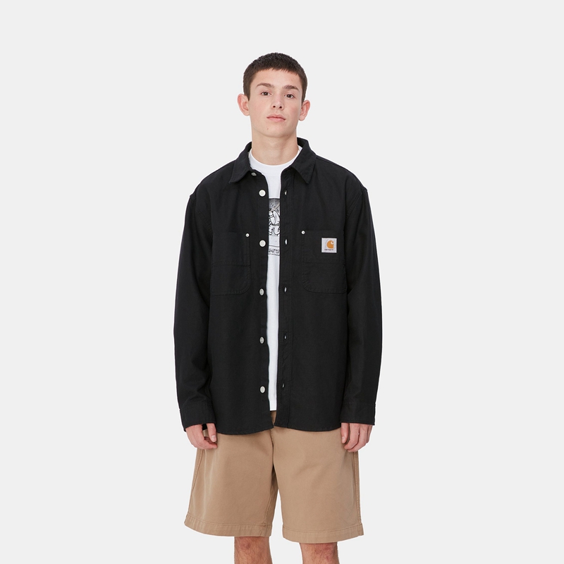 Black Men Carhartt Walter Shirt Jackets | CHW-875361