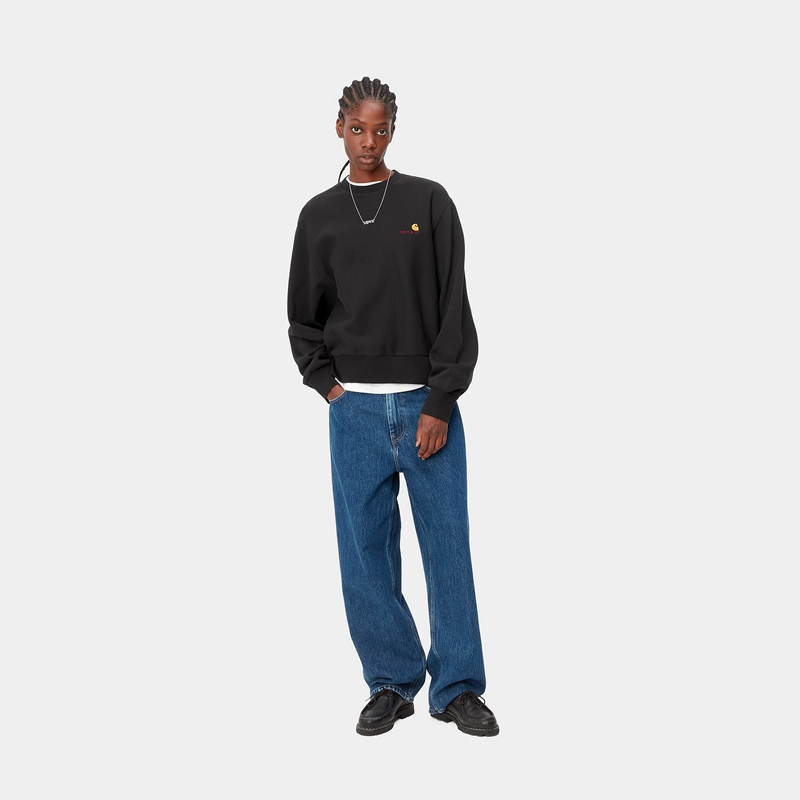 Black Women Carhartt American Script Sweatshirt | FDP-962518