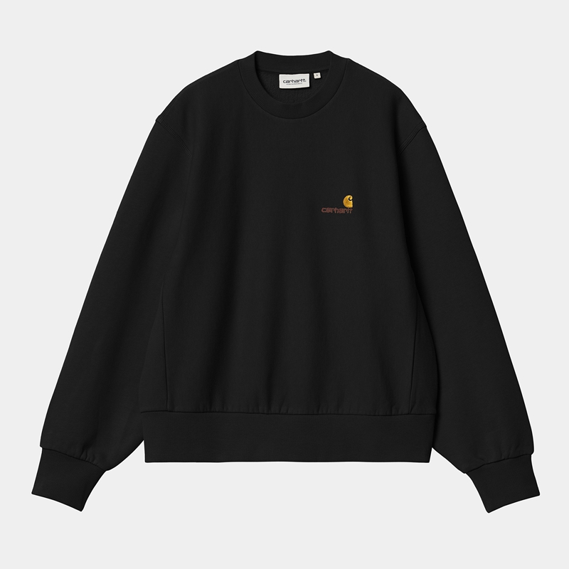 Black Women Carhartt American Script Sweatshirt | FDP-962518