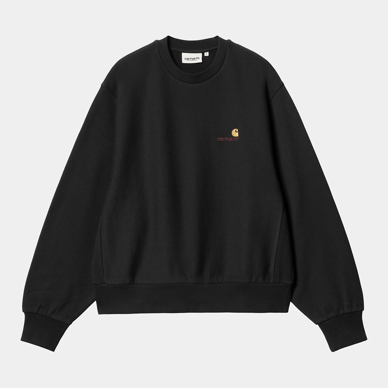 Black Women Carhartt American Script Sweatshirt | IPR-153264