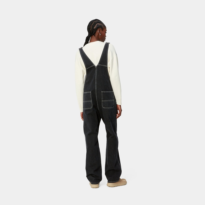 Black Women Carhartt Bib Straight Overalls | LPS-308416