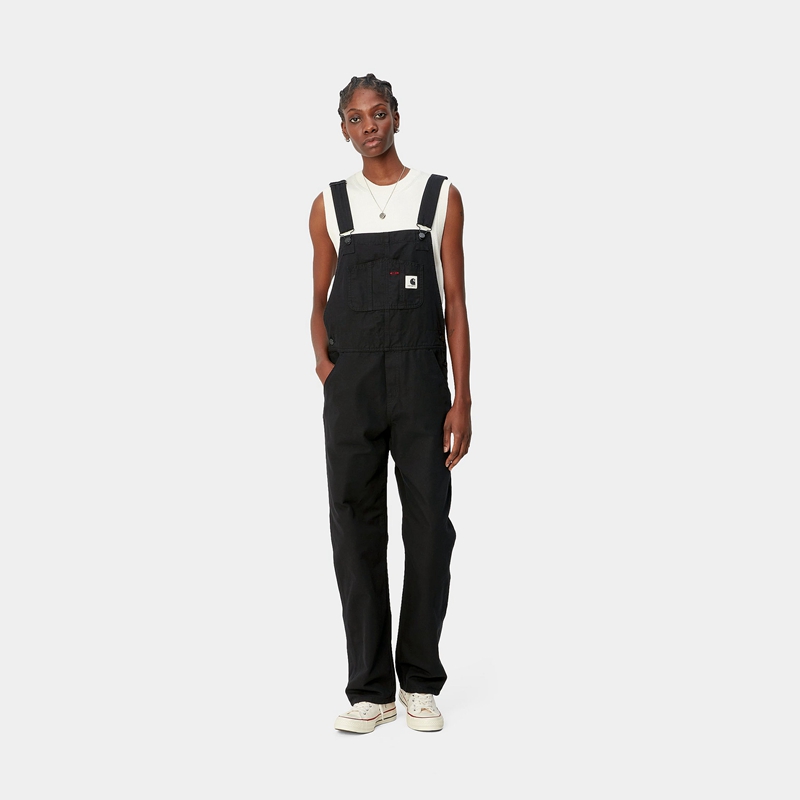 Black Women Carhartt Bib Straight Overalls | YOH-932704