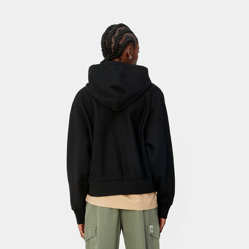 Black Women Carhartt Hooded American Script Jackets | VJC-623917