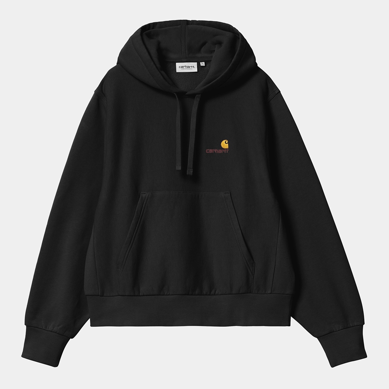 Black Women Carhartt Hooded American Script Hoodie | AZG-386159