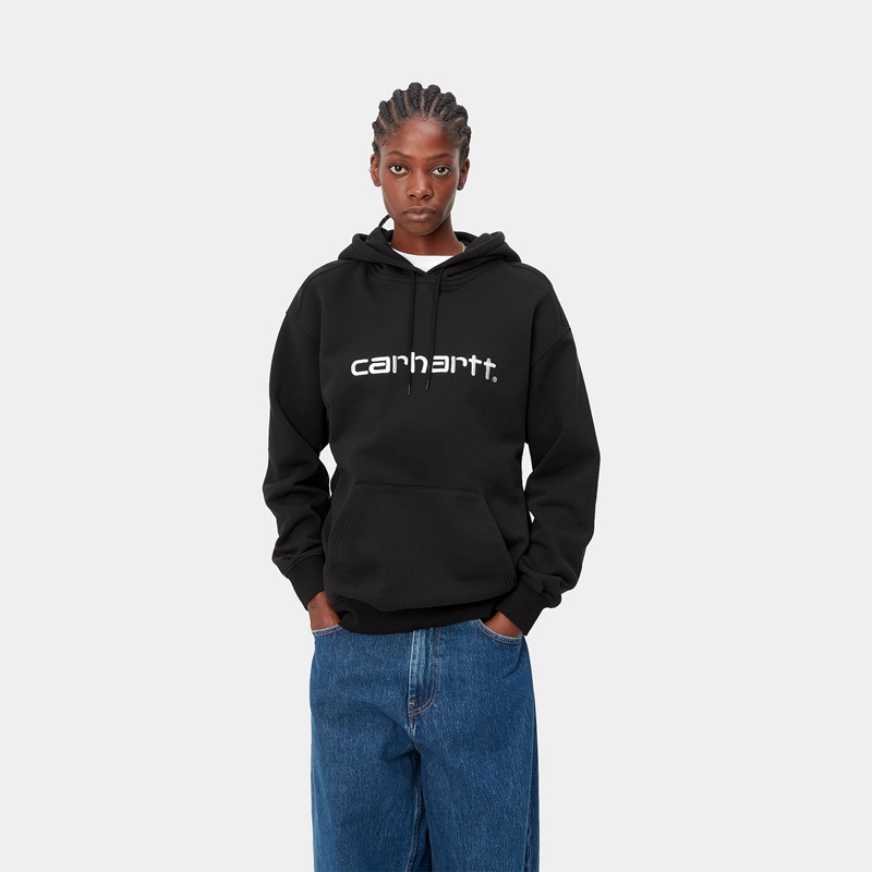 Black Women Carhartt Hooded Hoodie | BPN-014965