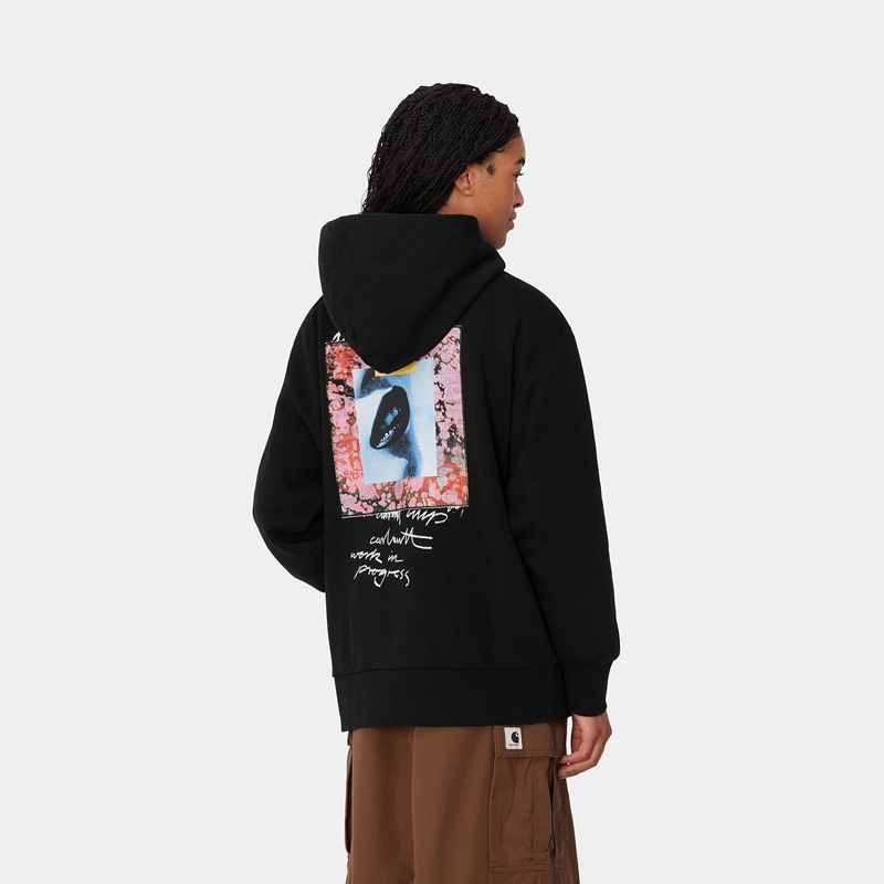 Black Women Carhartt Hooded Lips Hoodie | DRW-830917