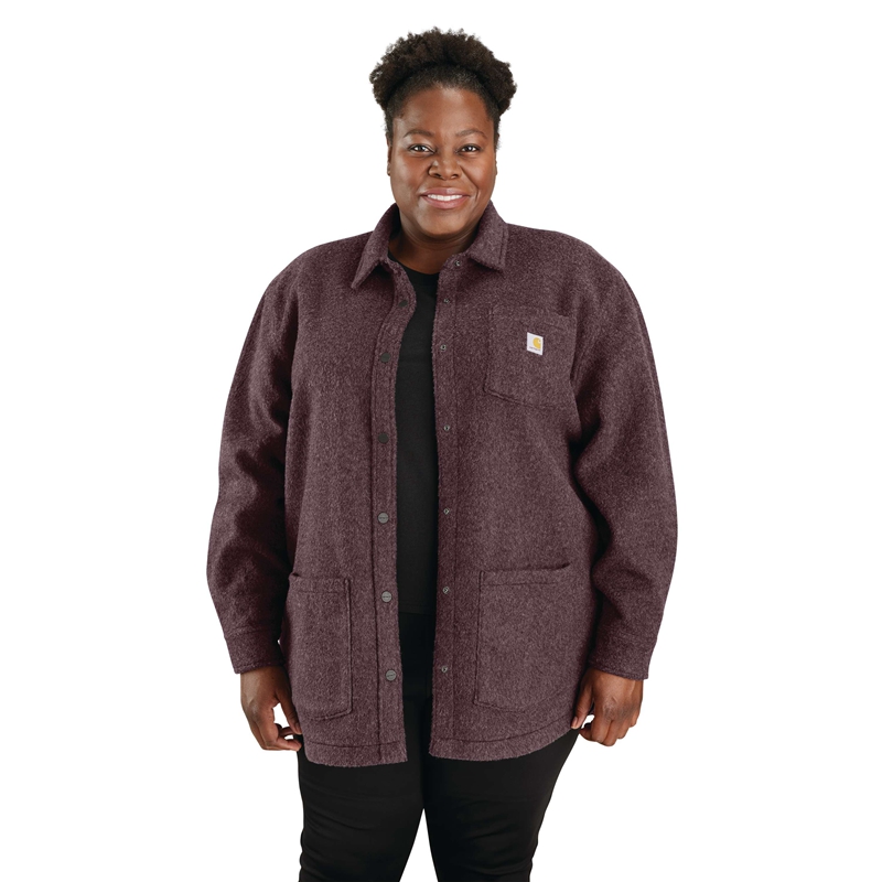 Black Women Carhartt Loose Fit Brushed Fleece Shirt Jackets | FCS-408576