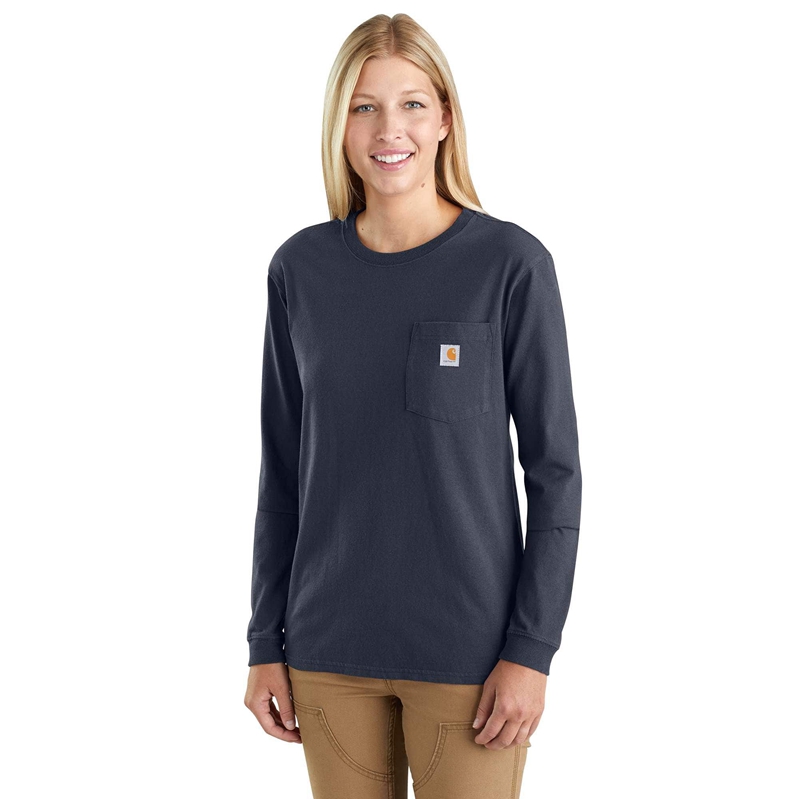 Black Women Carhartt Loose Fit Heavyweight Long-Sleeve Pocket T-Shirt | EDI-592634