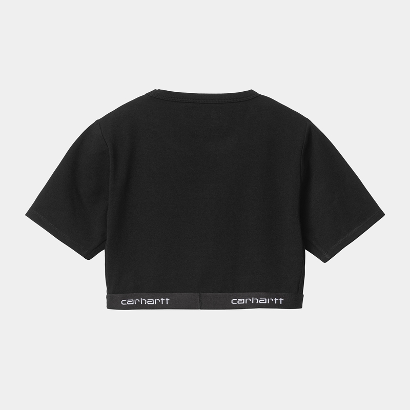 Black Women Carhartt Script Crop Tops | KXJ-542193