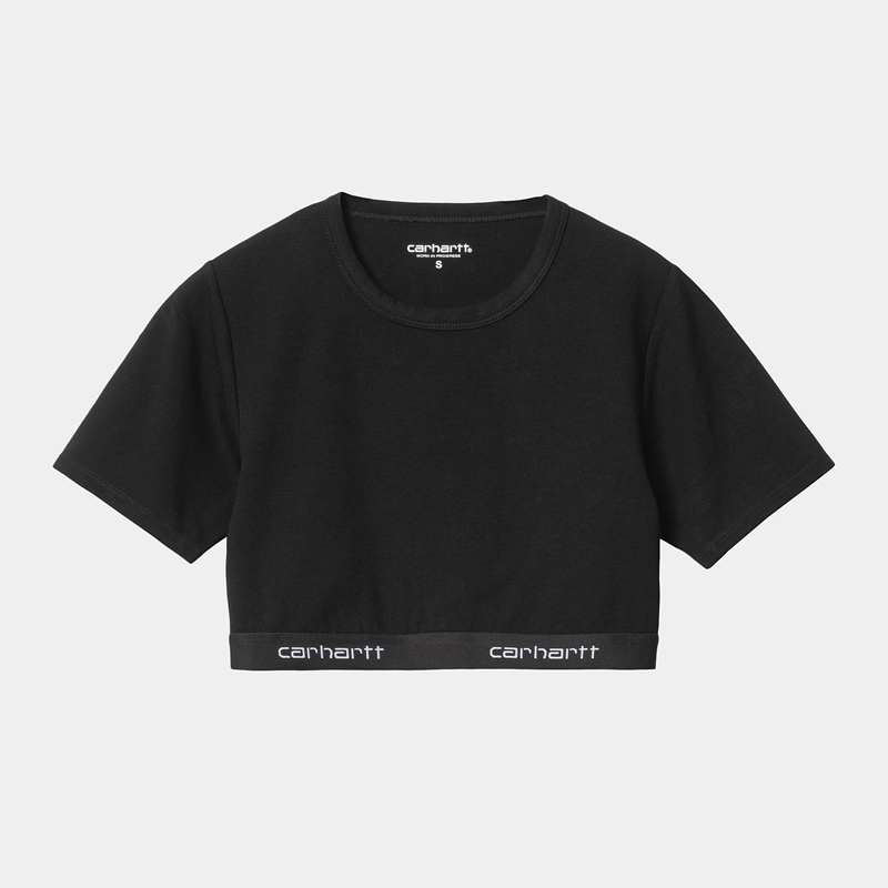 Black Women Carhartt Script Crop Tops | KXJ-542193