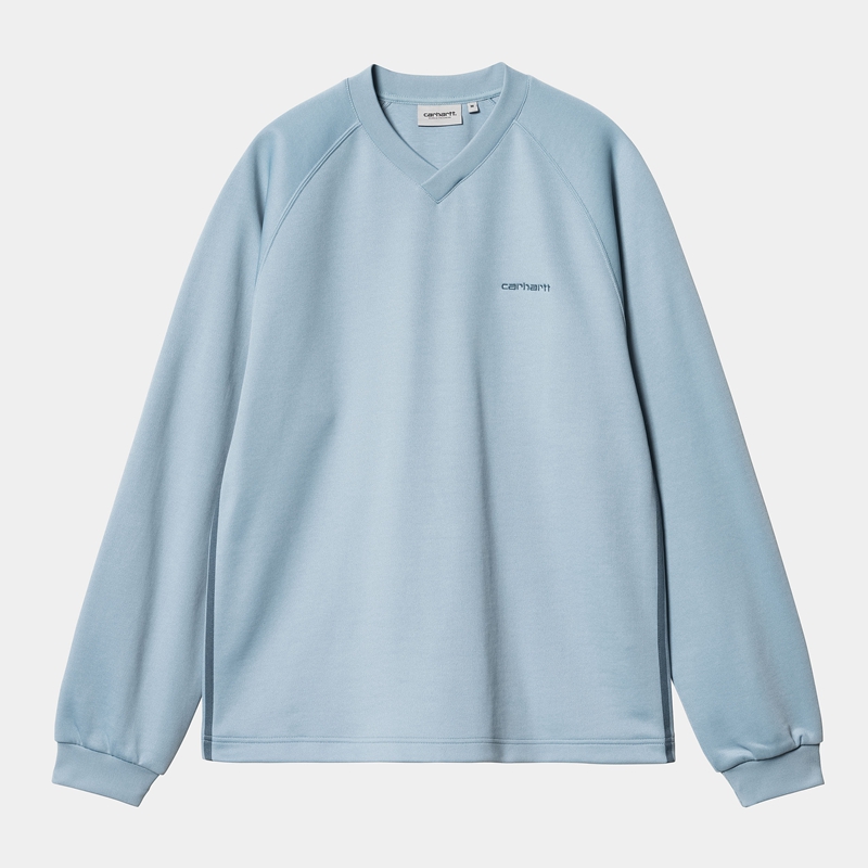 Blue Men Carhartt Bolan V-Neck Sweatshirt | JNH-413560