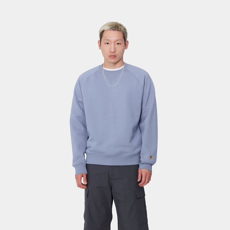 Blue Men Carhartt Chase Sweatshirt | IXF-315829