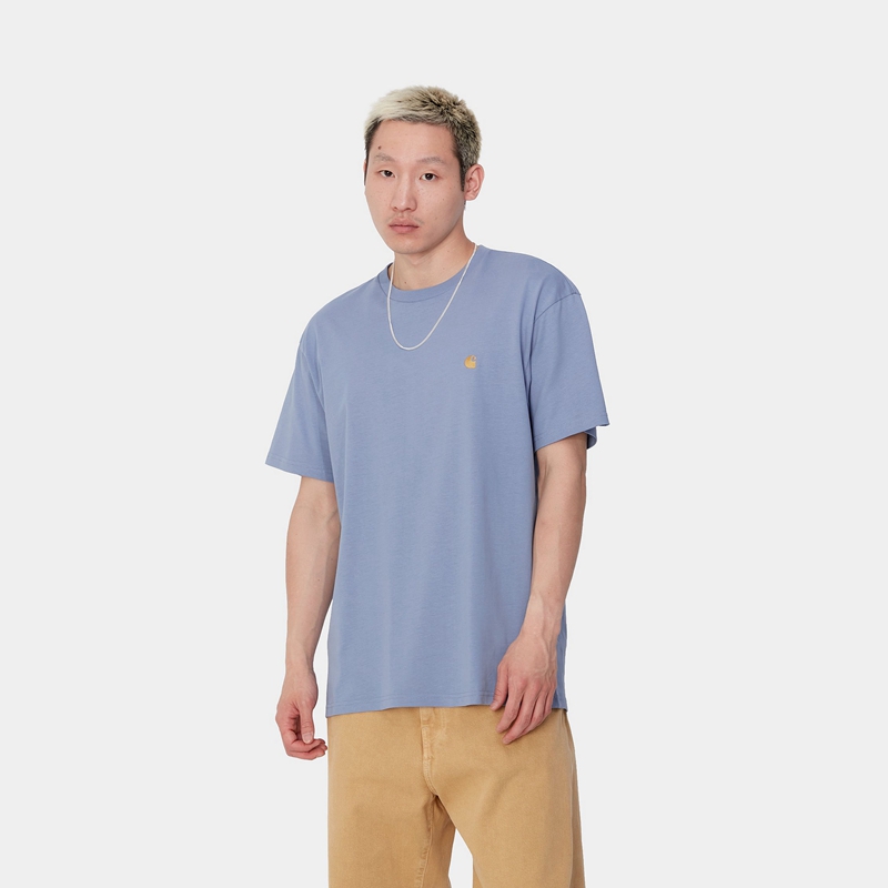 Blue Men Carhartt Chase T-Shirt | VOY-291406