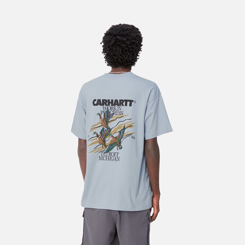 Blue Men Carhartt Ducks T-Shirt | WRZ-307891