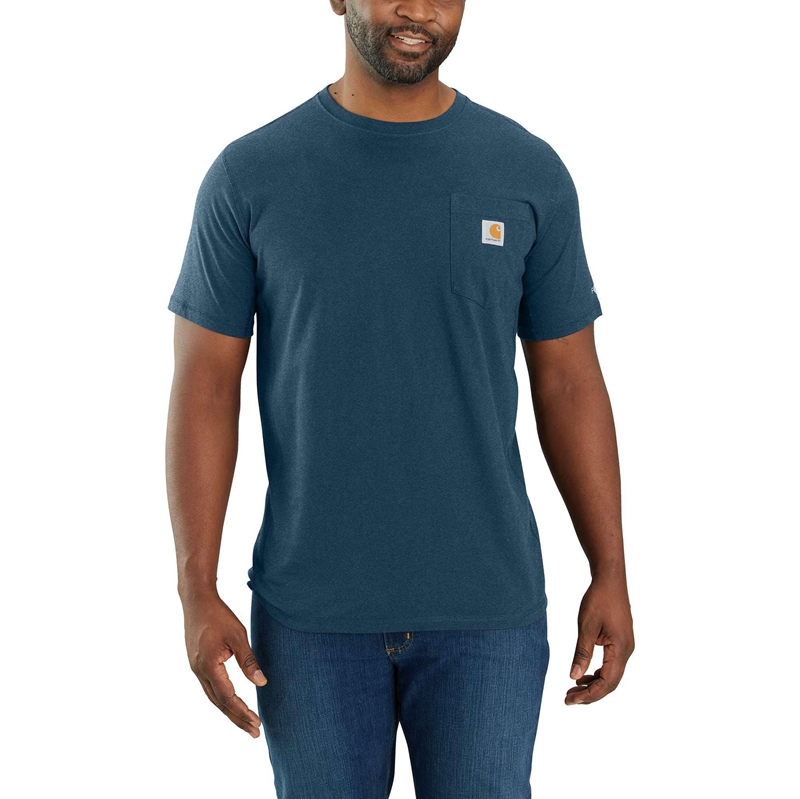 Blue Men Carhartt Force® Relaxed Fit Short-Sleeve Pocket T-Shirt | SUA-791603