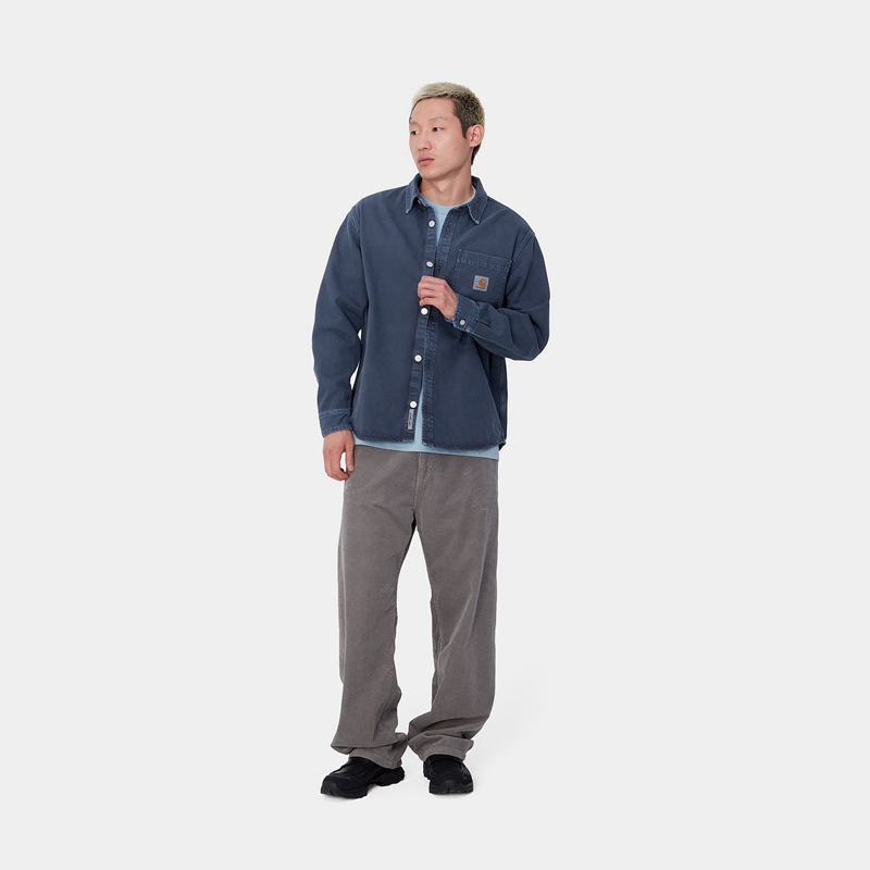 Blue Men Carhartt George Shirt Jackets | IHF-817032