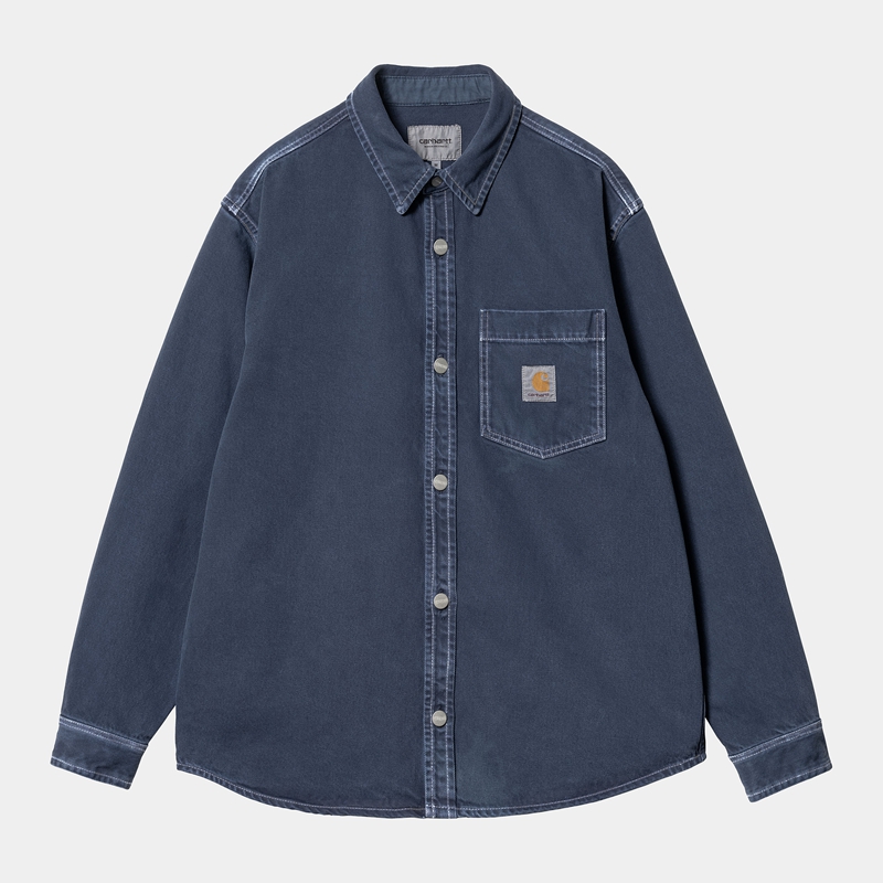 Blue Men Carhartt George Shirt Jackets | IHF-817032