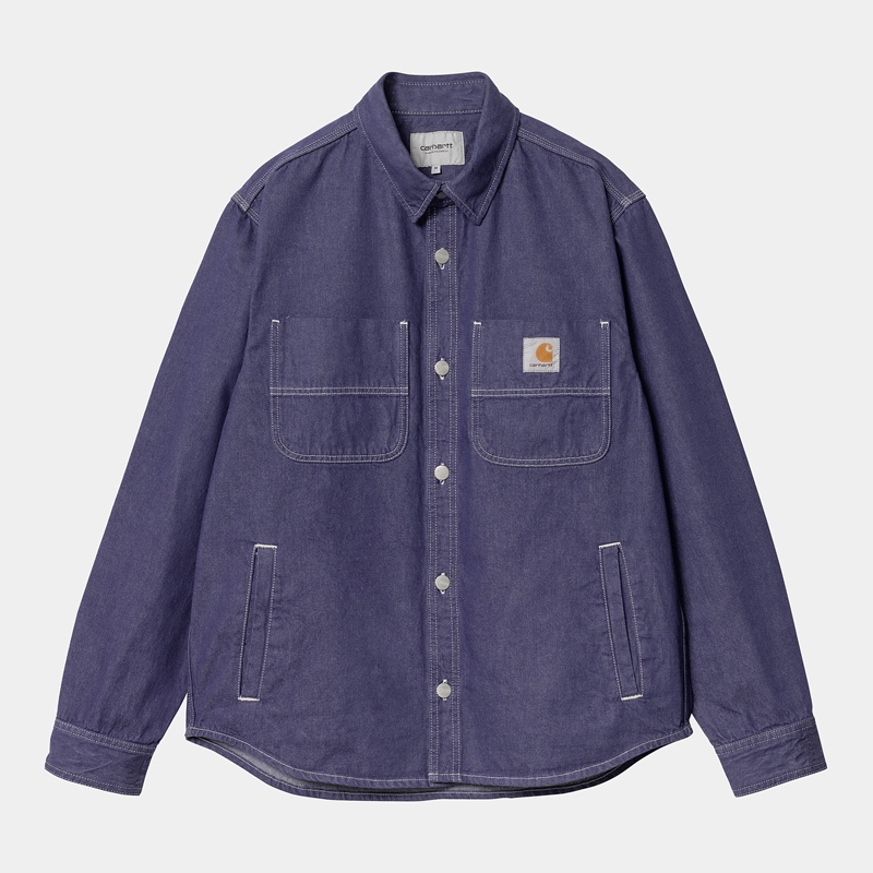 Blue Men Carhartt Glenn Shirt Jackets | WDS-058293