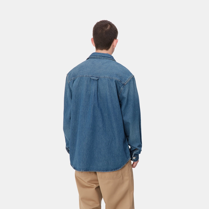 Blue Men Carhartt Harvey Shirt Jackets | XWR-023861