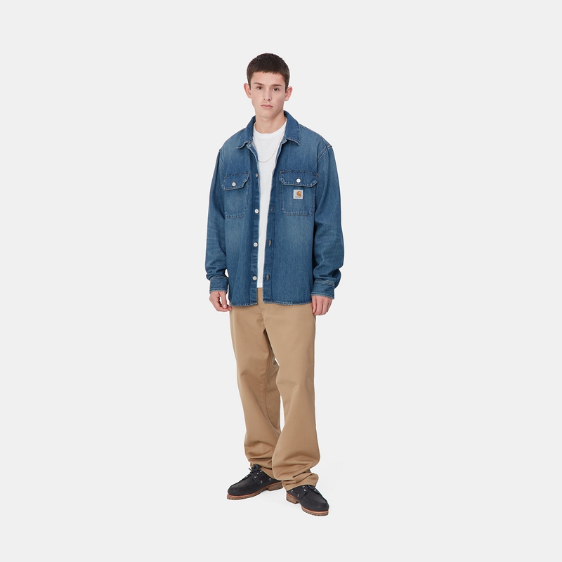 Blue Men Carhartt Harvey Shirt Jackets | XWR-023861